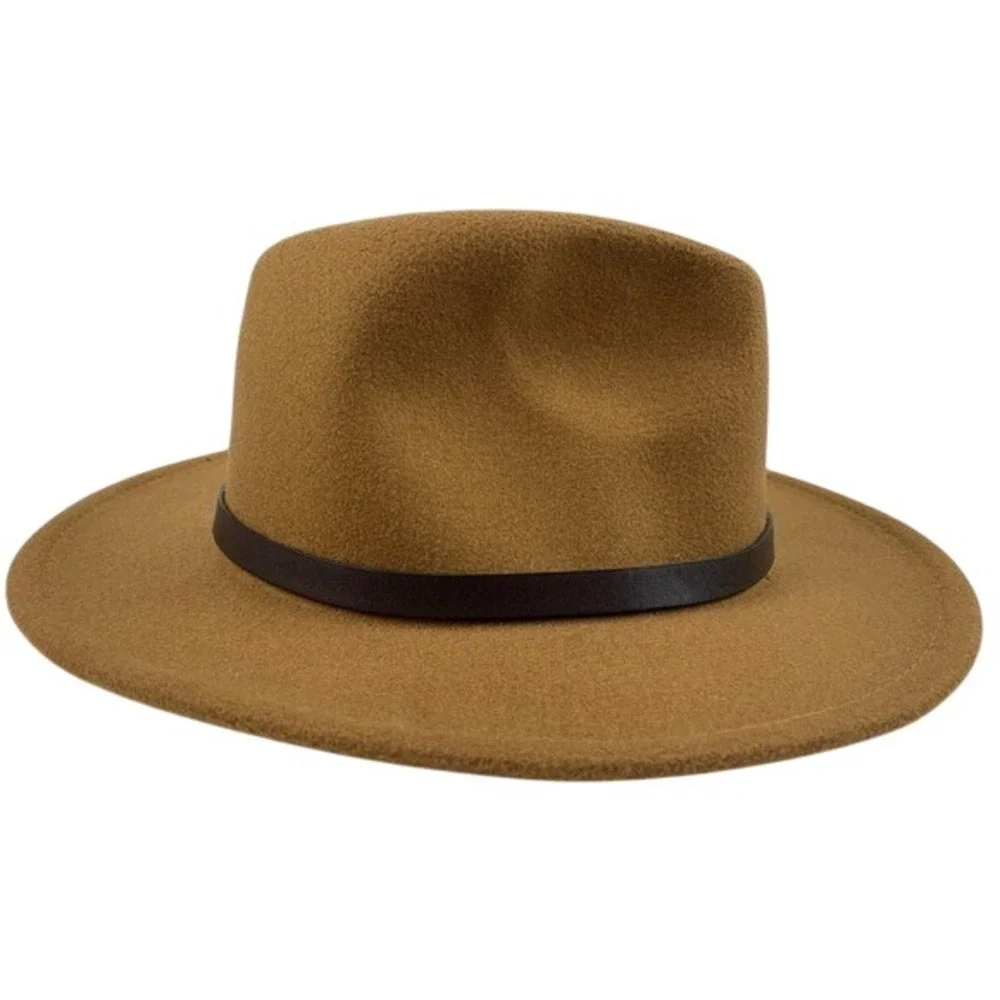 Fedora Hat Burned Sunflower Design Tan Wide-Brimmed Poly/Wool Blend‎ One Size - Picture 2 of 11
